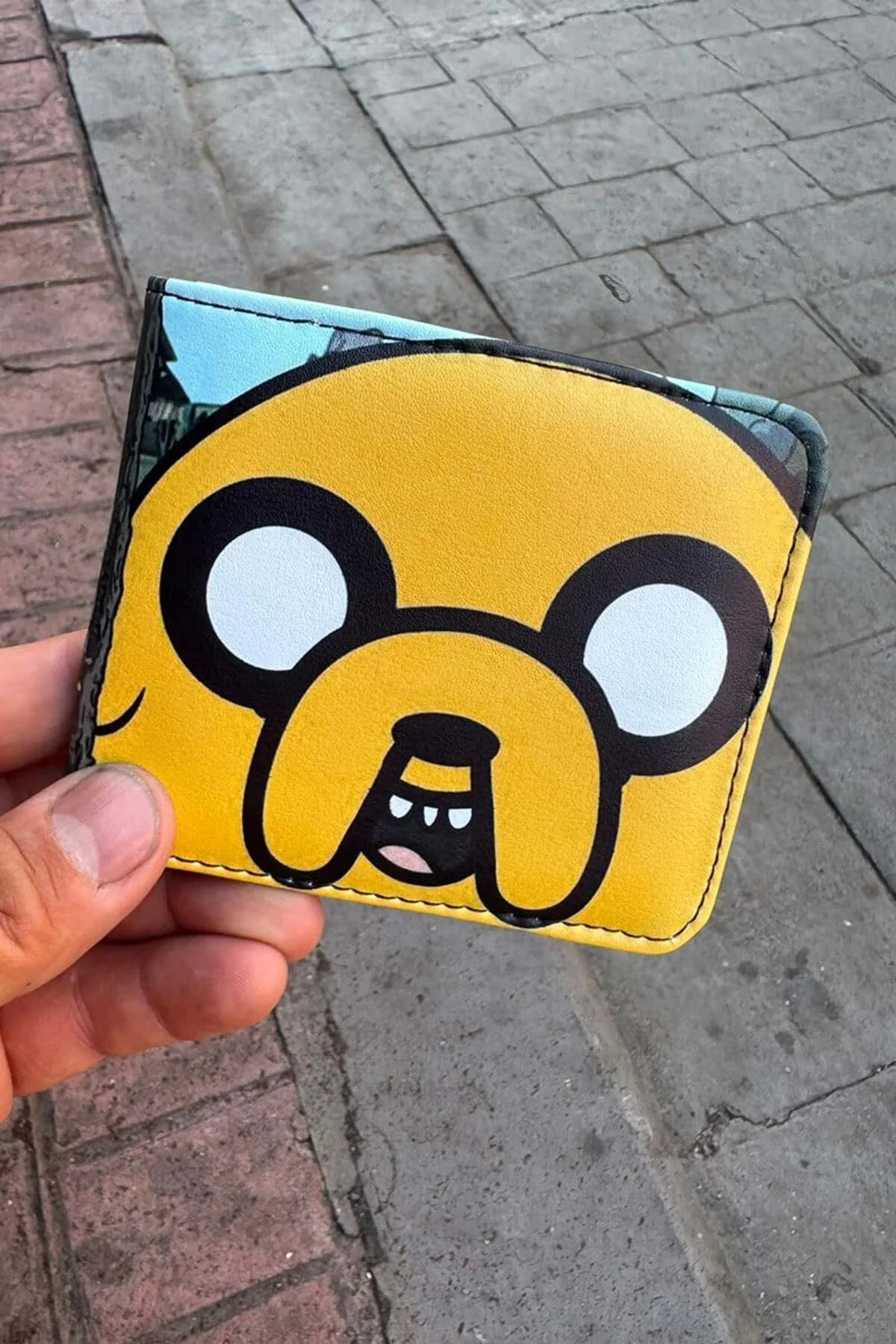 Mavi Adventure Time Finn and Jack Face Erkek Cüzdan