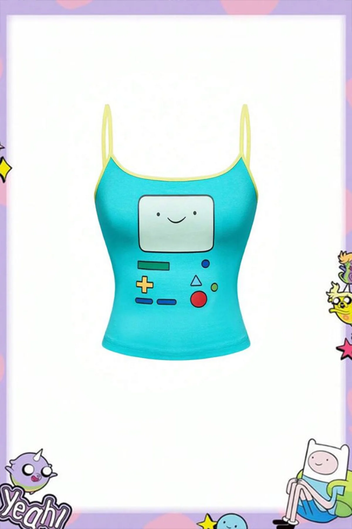 Mavi Adventure Time BMO Y2K Askılı Crop Mavi Adventure Time BMO Y2K Askılı Crop