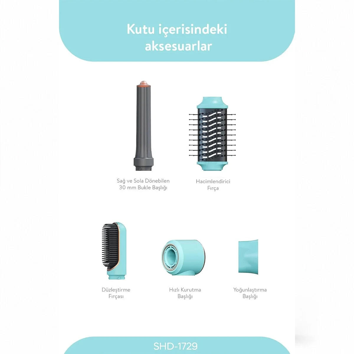 Mavi Air Brush 5in1=bukle-hacimle-düzleştir-2-fırça Saç Kurutma - Şekil Makinesi 1300w 3-kdm.hız Sıcaklık Shd-1729 Bx40 Mavi Air Brush 5in1=bukle-hacimle-düzleştir-2-fırça Saç Kurutma - Şekil Makinesi 1300w 3-kdm.hız Sıcaklık Shd-1729 Bx40