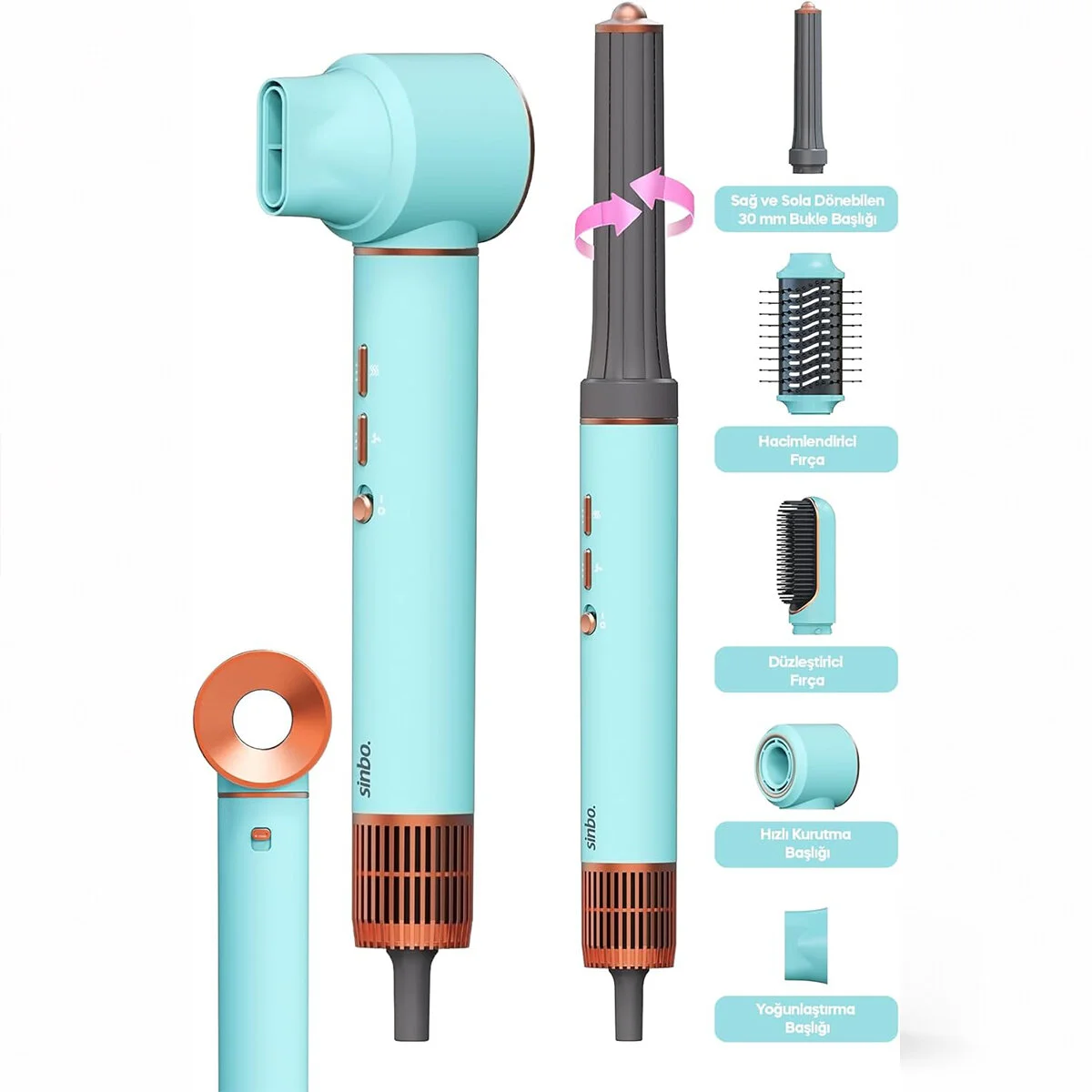 MAVİ AİR BRUSH 5İN1=BUKLE-HACİMLE-DÜZLEŞTİR-2-FIRÇA SAÇ KURUTMA -
