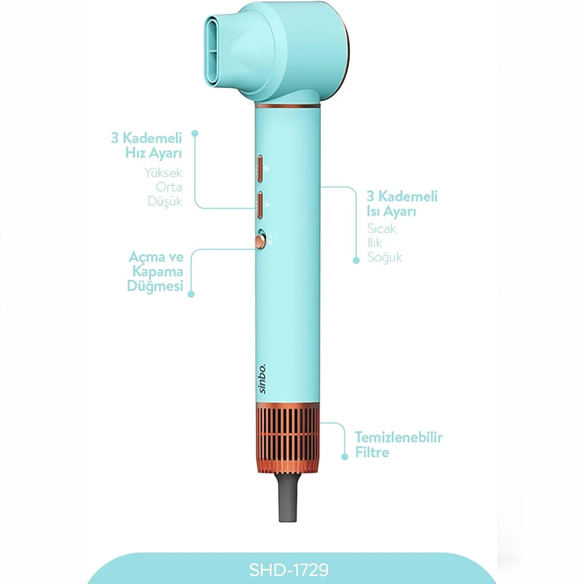 MAVİ AİR BRUSH 5İN1=BUKLE-HACİMLE-DÜZLEŞTİR-2-FIRÇA SAÇ KURUTMA -