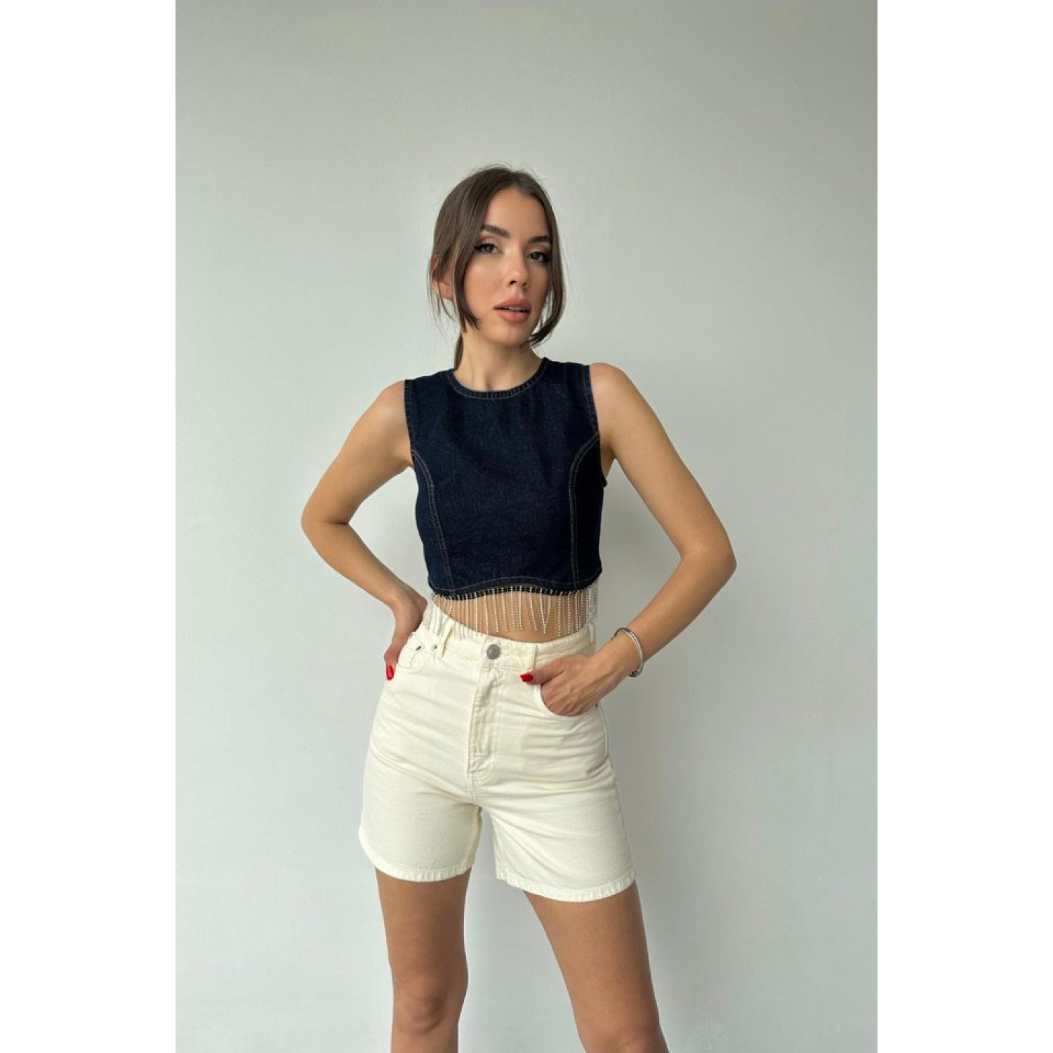 Mavi Altı Zincirli Bluz