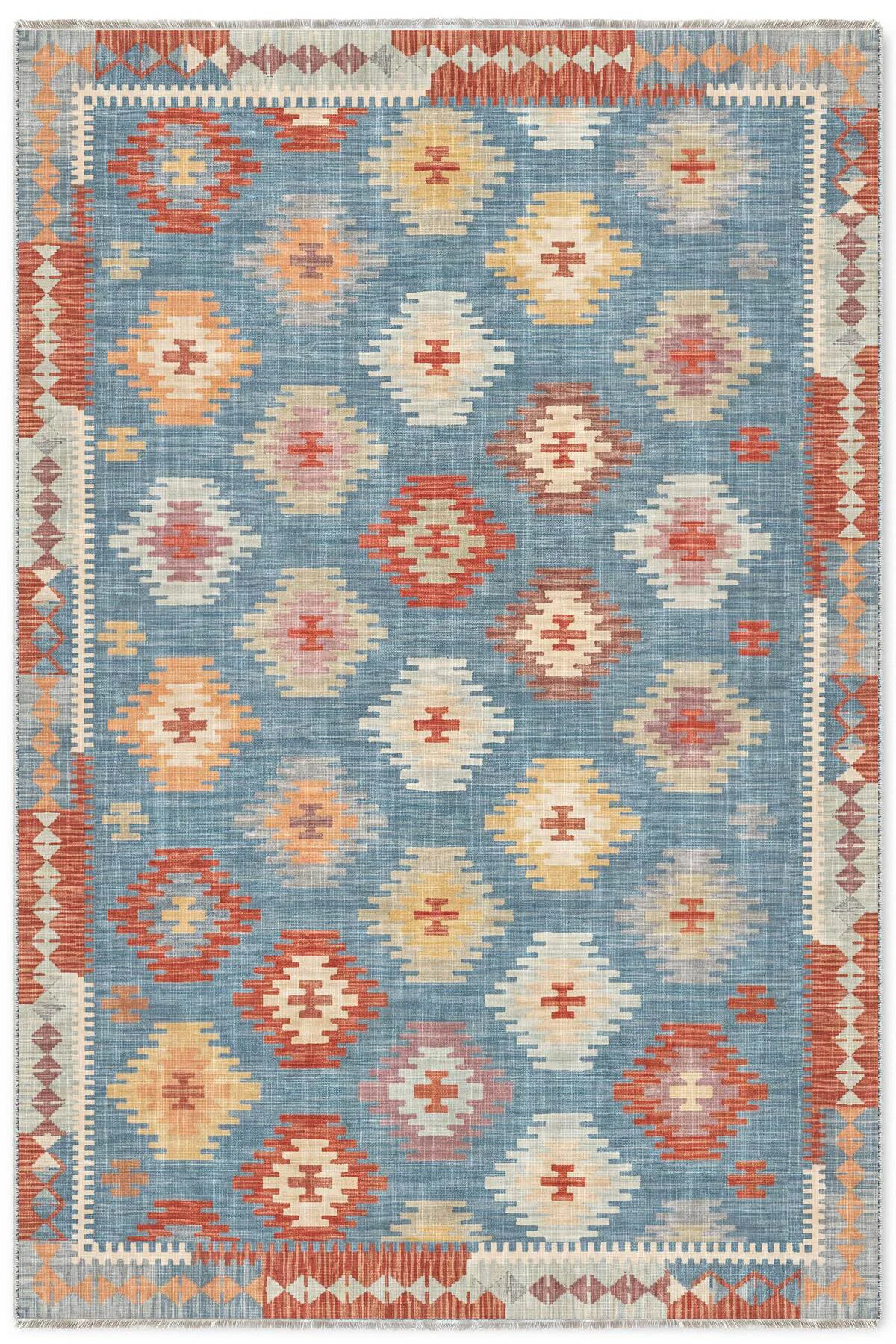 Mavi Anadolu Tasarım Şönil Halı Kilim Yolluk Kaymaz Yıkanabilir S