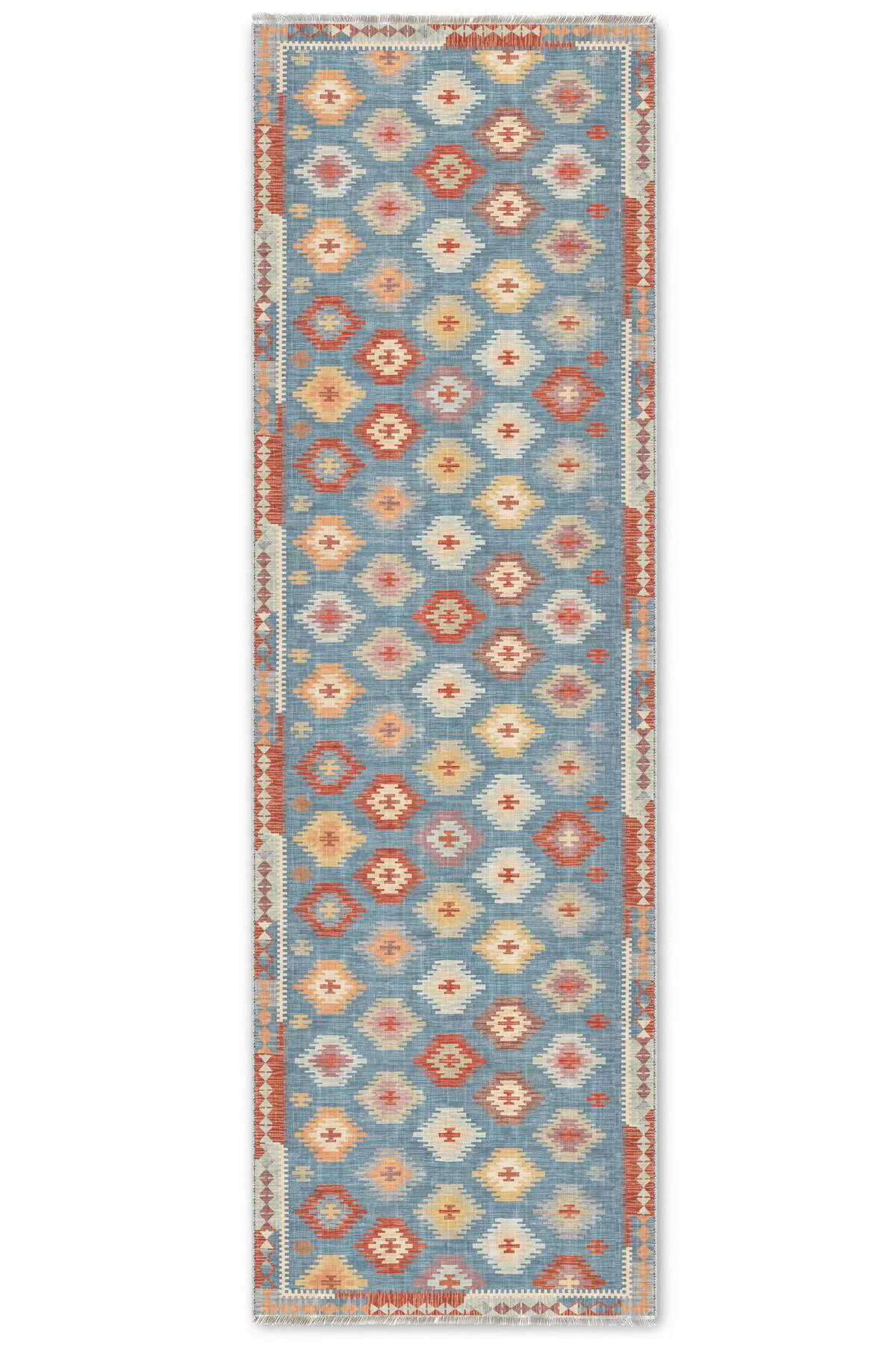 Mavi Anadolu Tasarım Şönil Halı Kilim Yolluk Kaymaz Yıkanabilir S