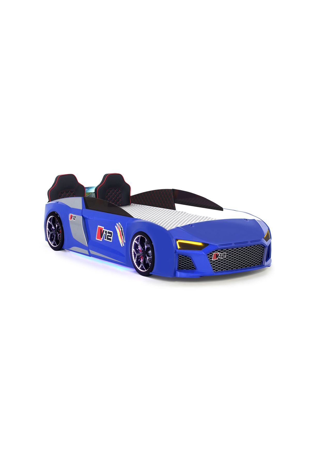 Ferramini Mavi Arabali Yatak V12 Audi Full Ledli Kumandali Ve Müzikli