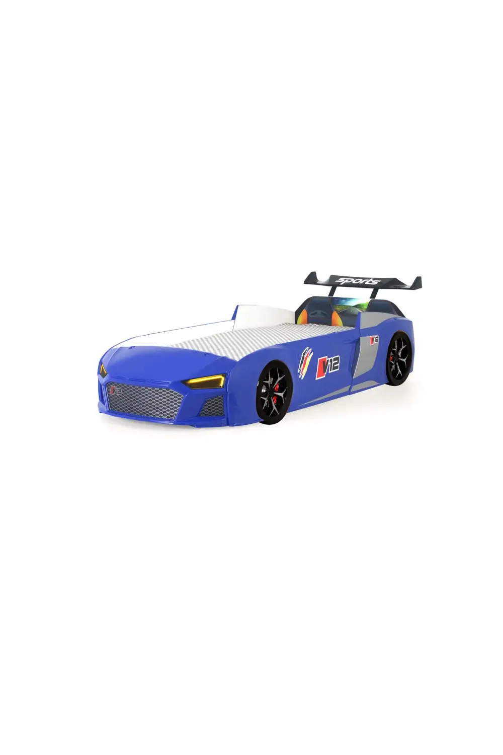 Mavi Arabalı Yatak V12 Audi Işıklı Full Plastik