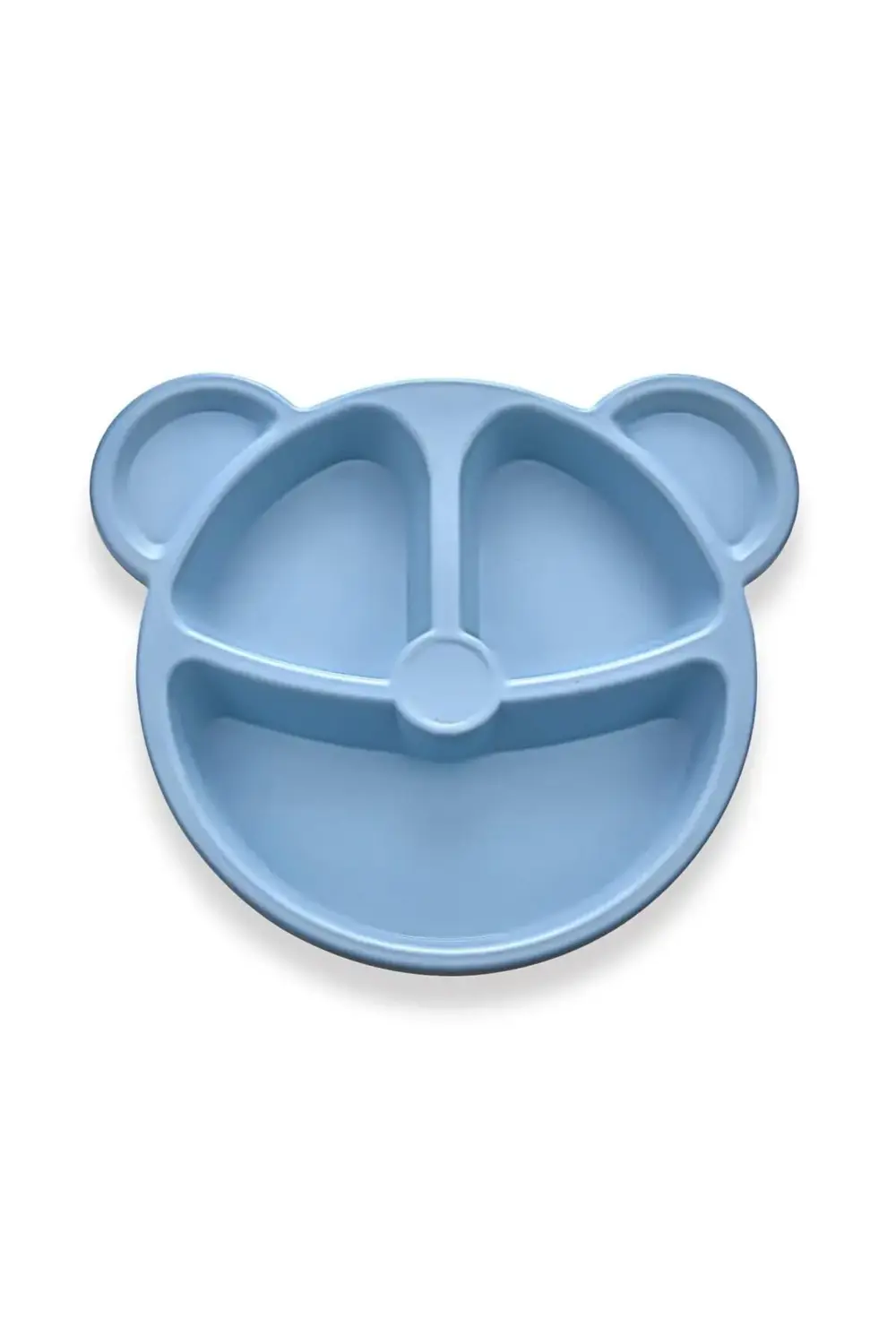 Mavi Ayıcık Şekilli Mama Yemek 3 Bölmeli Eğlenceli Çocuk Bebek Ka