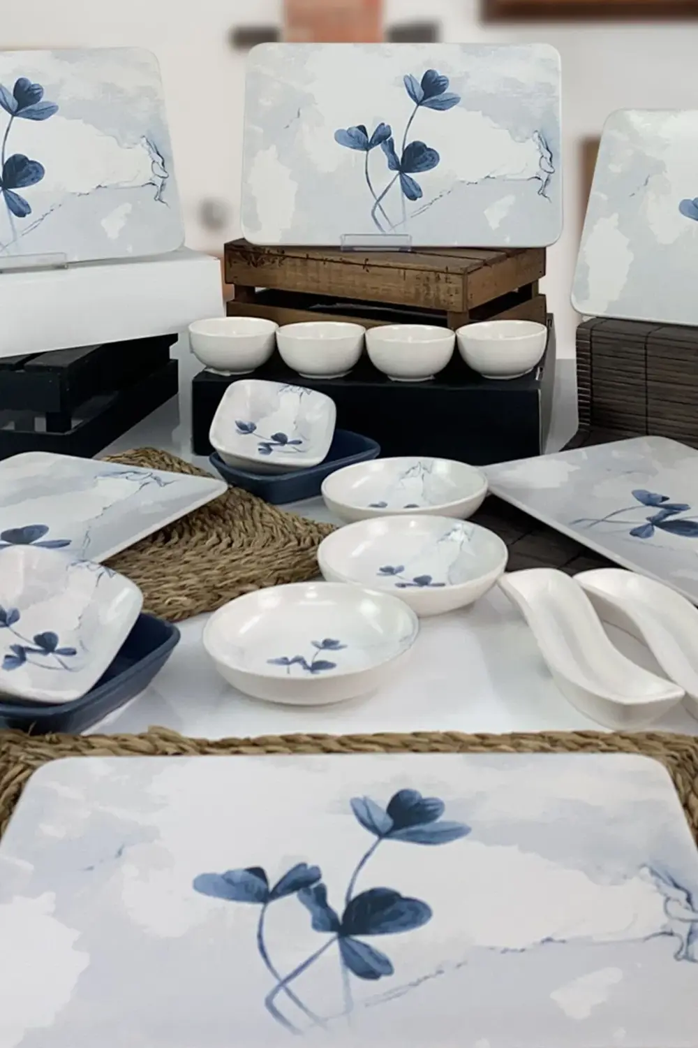 Keramika Mavi Beyaz Desenli 21 Parça 6 Kişilik Kahvaltı Takımı  19863