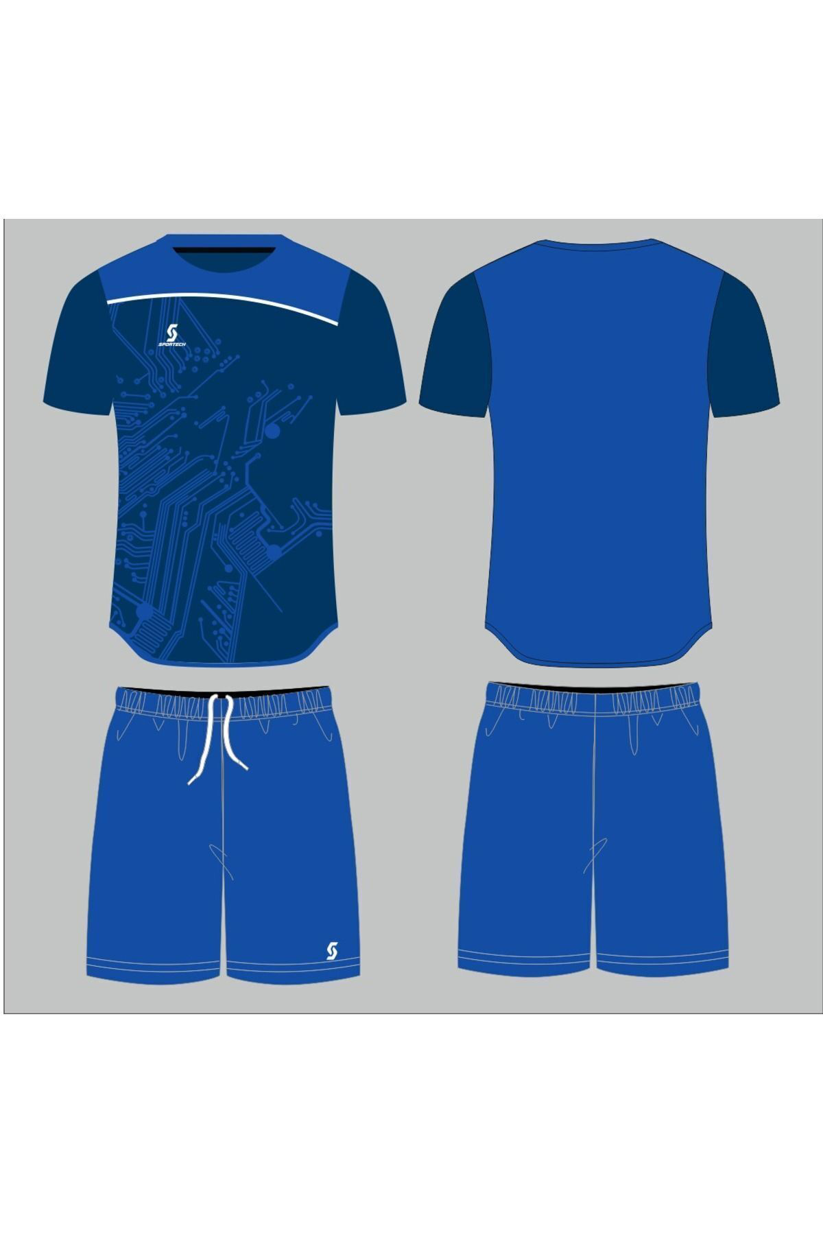 Sportech Mavi-Beyaz Forma Takımı K0135 (Tek Kelime İsim Ve Numara Yazilir)
