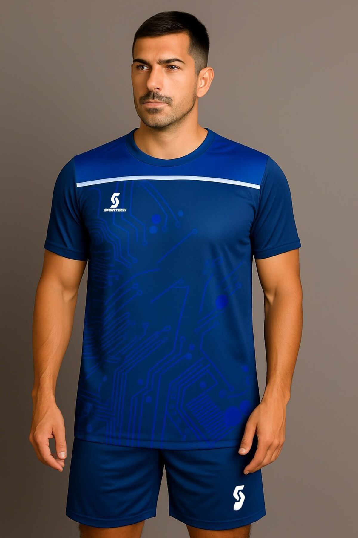 Sportech Mavi-Beyaz Forma Takımı K0135 (Tek Kelime İsim Ve Numara Yazilir)