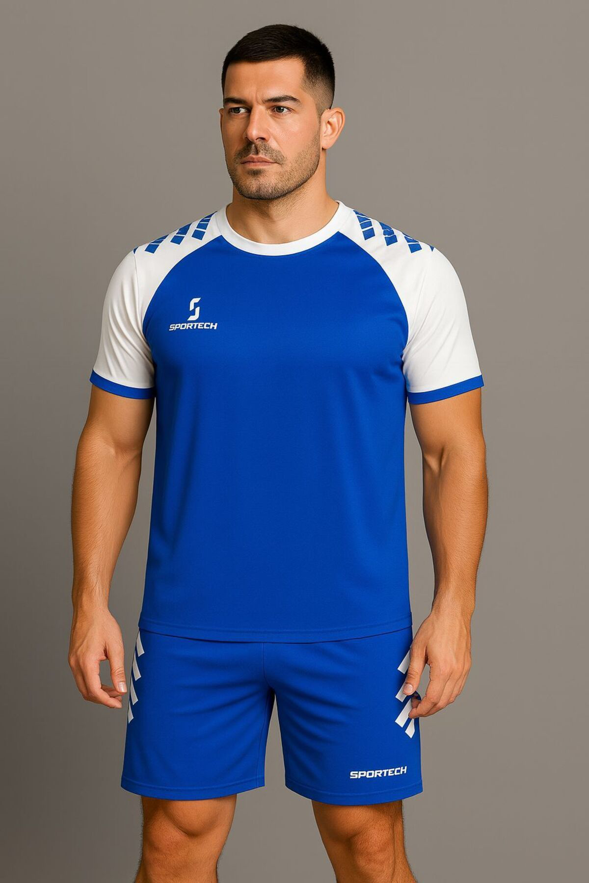 Sportech Mavi-Beyaz Forma Takımı (İsim Ve Numara Yazılır) K0177-L