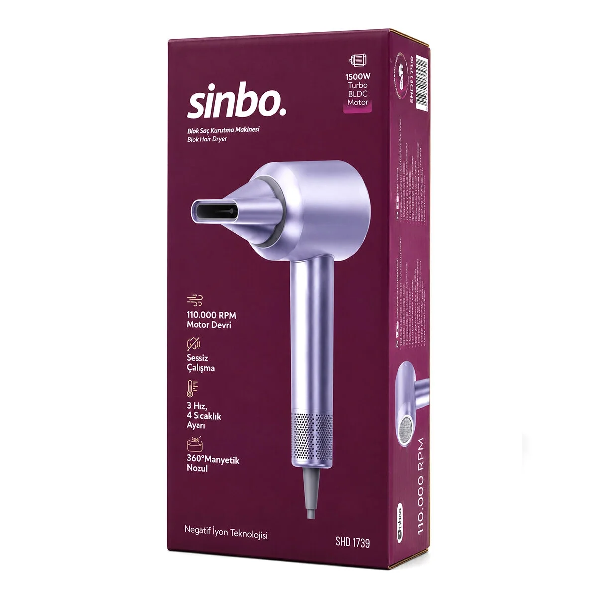 Mavi Bldc Turbo Motor Saç Kurutma - Şekil Makinesi 1500w 3-kdm.hız 4-kdm.ısıayar=sıcak-ılık-hafif-soğuk Shd-1739 Bx40 Fiyatı, Yorumları ve Özellikleri