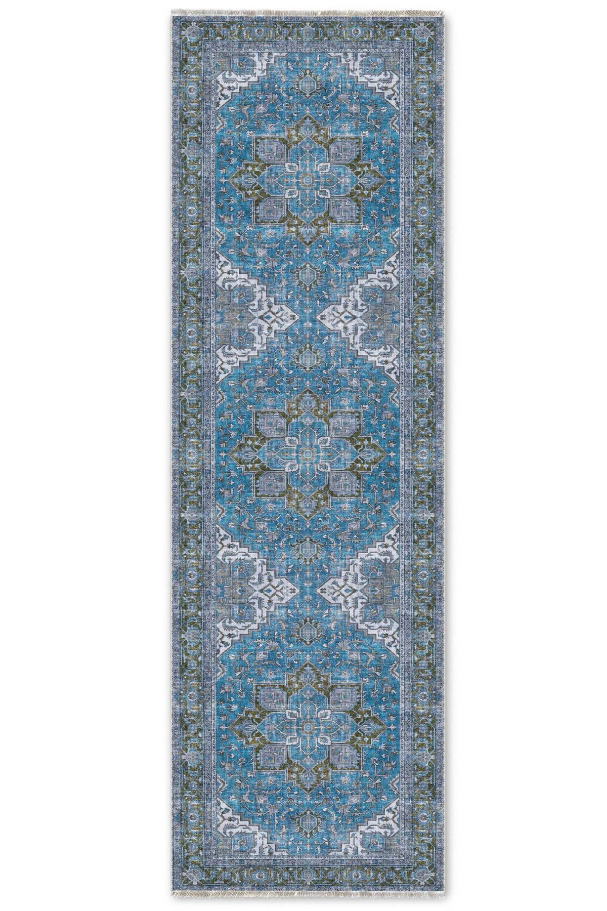 Mavi Boho Eskitme Şönil Halı Kilim Yolluk Kaymaz Salon Mutfak Koridor Mavi Boho Eskitme Şönil Halı Kilim Yolluk Kaymaz Salon Mutfak Koridor