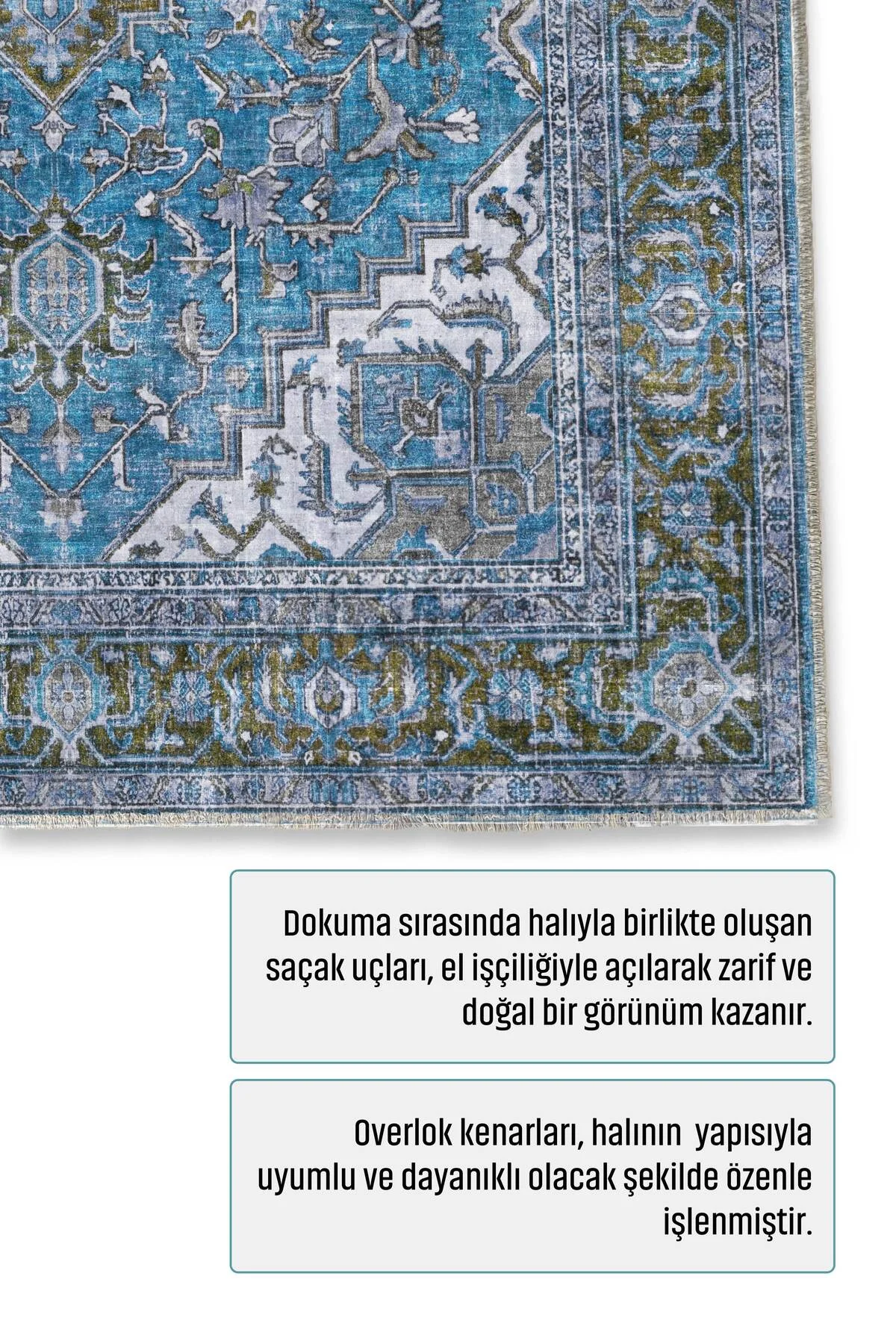 Mavi Boho Eskitme Şönil Halı Kilim Yolluk Kaymaz Salon Mutfak Koridor Mavi Boho Eskitme Şönil Halı Kilim Yolluk Kaymaz Salon Mutfak Koridor