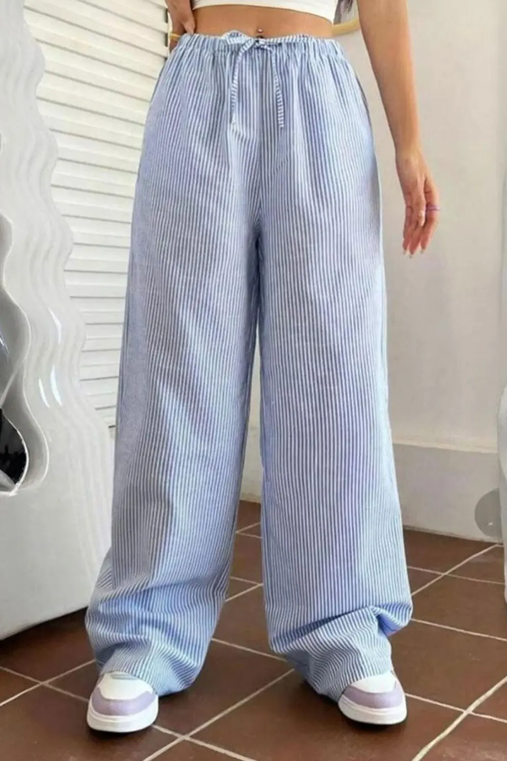 Mavi Çizgili Beli Lastikli Harajuku Eşofman Mavi Çizgili Beli Lastikli Harajuku Eşofman