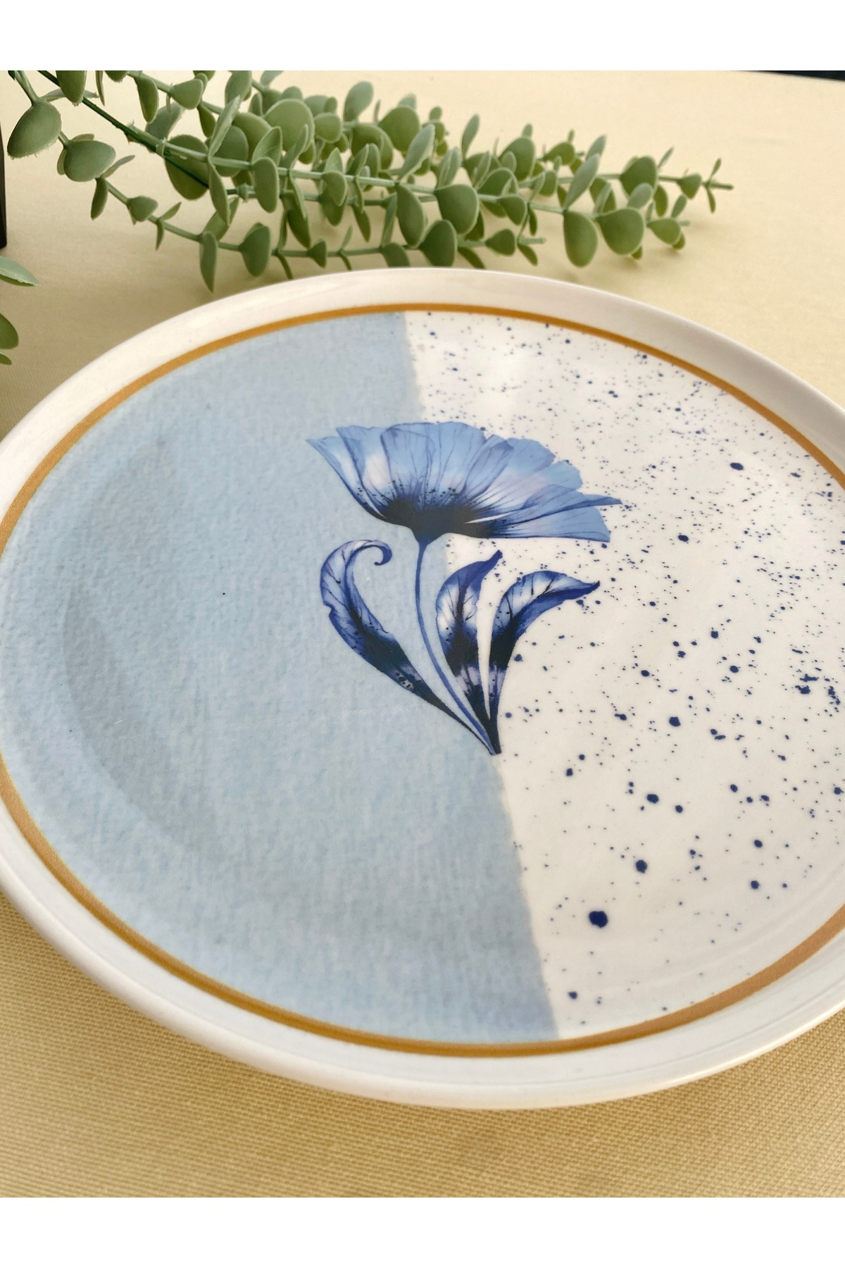 Mavi Gelincik 25 Cm Büyük Servis Tabağı