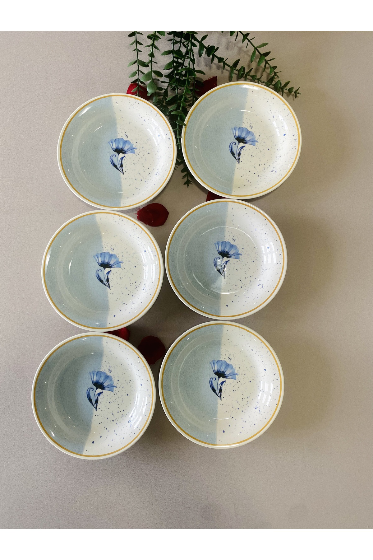 Mavi Gelincik 6 Adet Yemek Tabağı