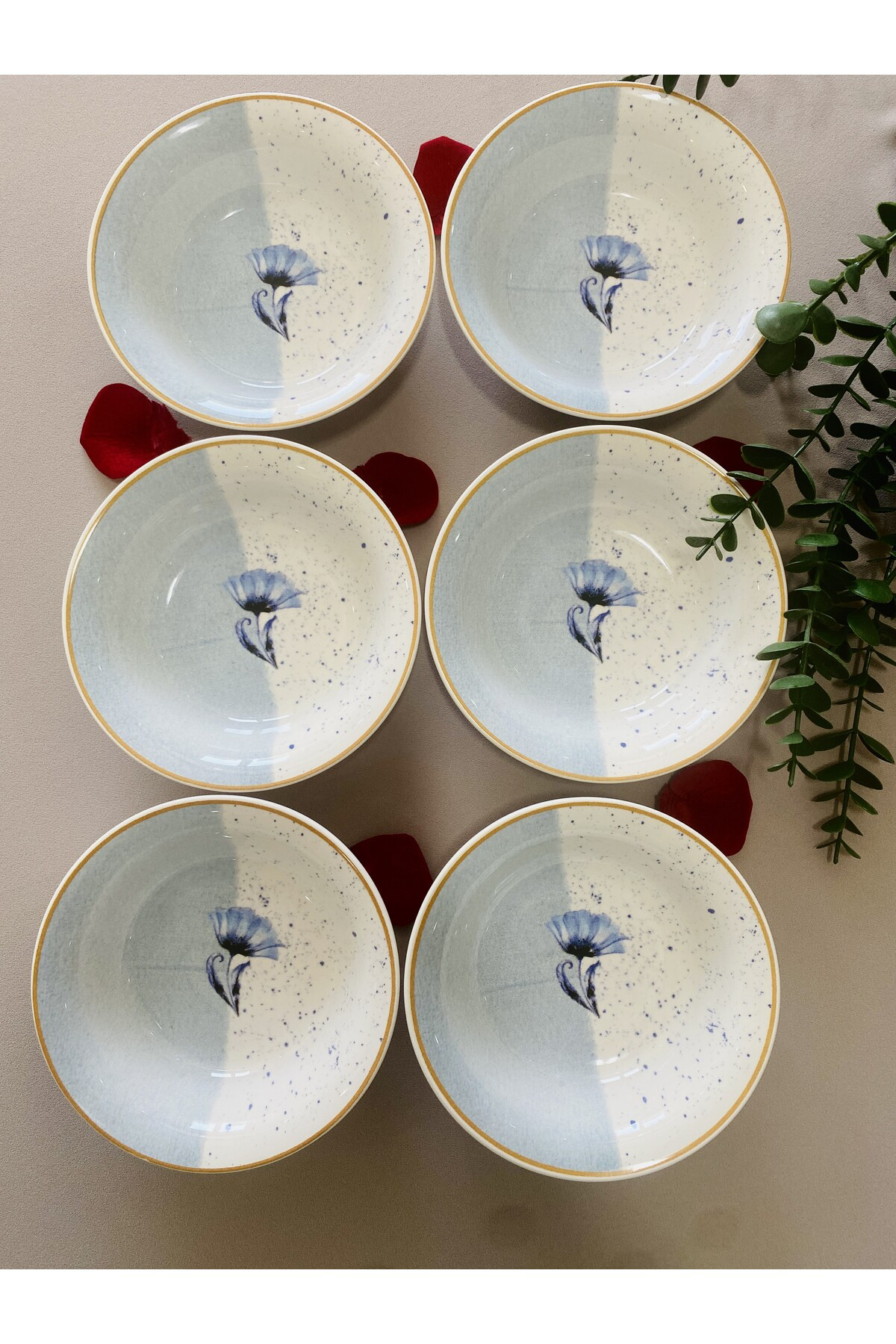 Mavi Gelincik 6 Adet Çorba kasesi