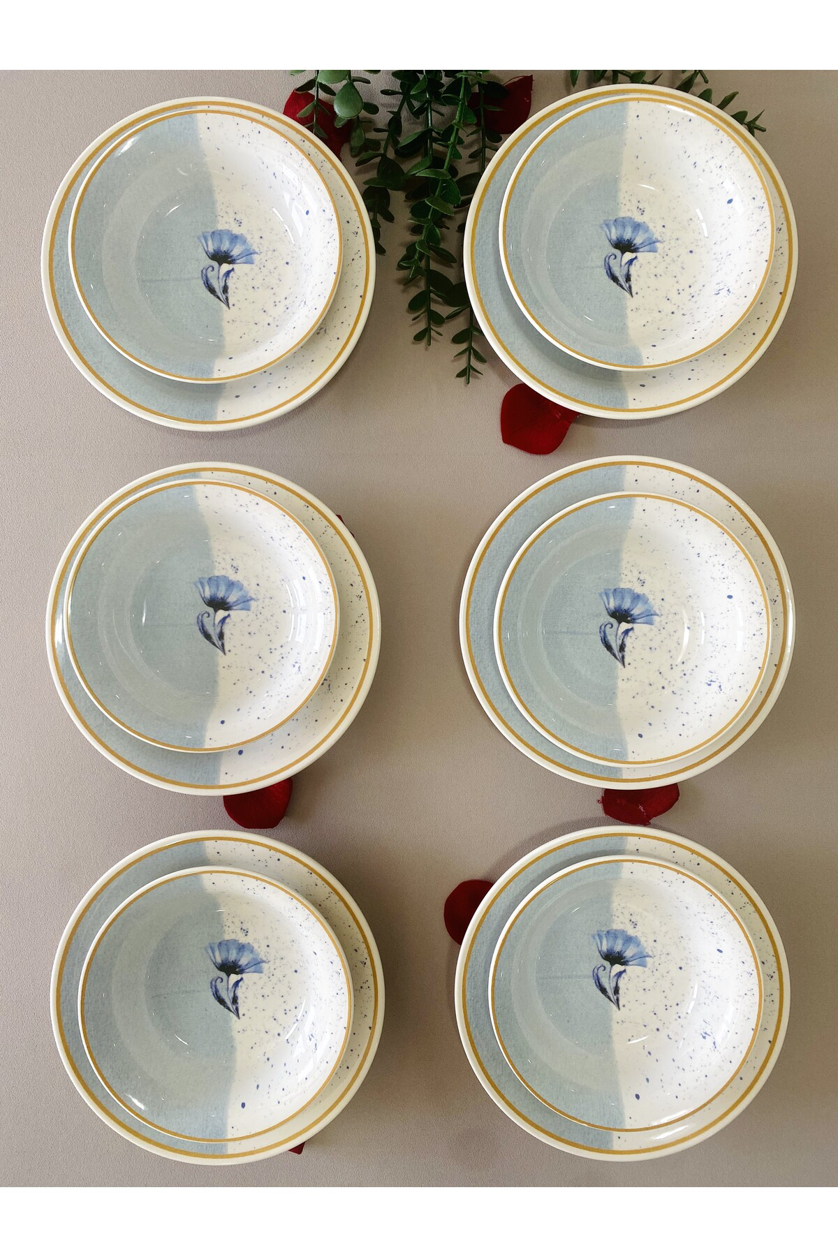 Mavi Gelincik 6 Kişilik 12 Parça Yemek takımı