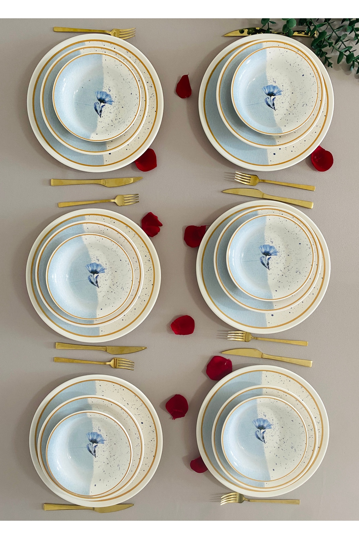 Mavi gelincik 6 Kişilik 18 Parça Yemek Takımı