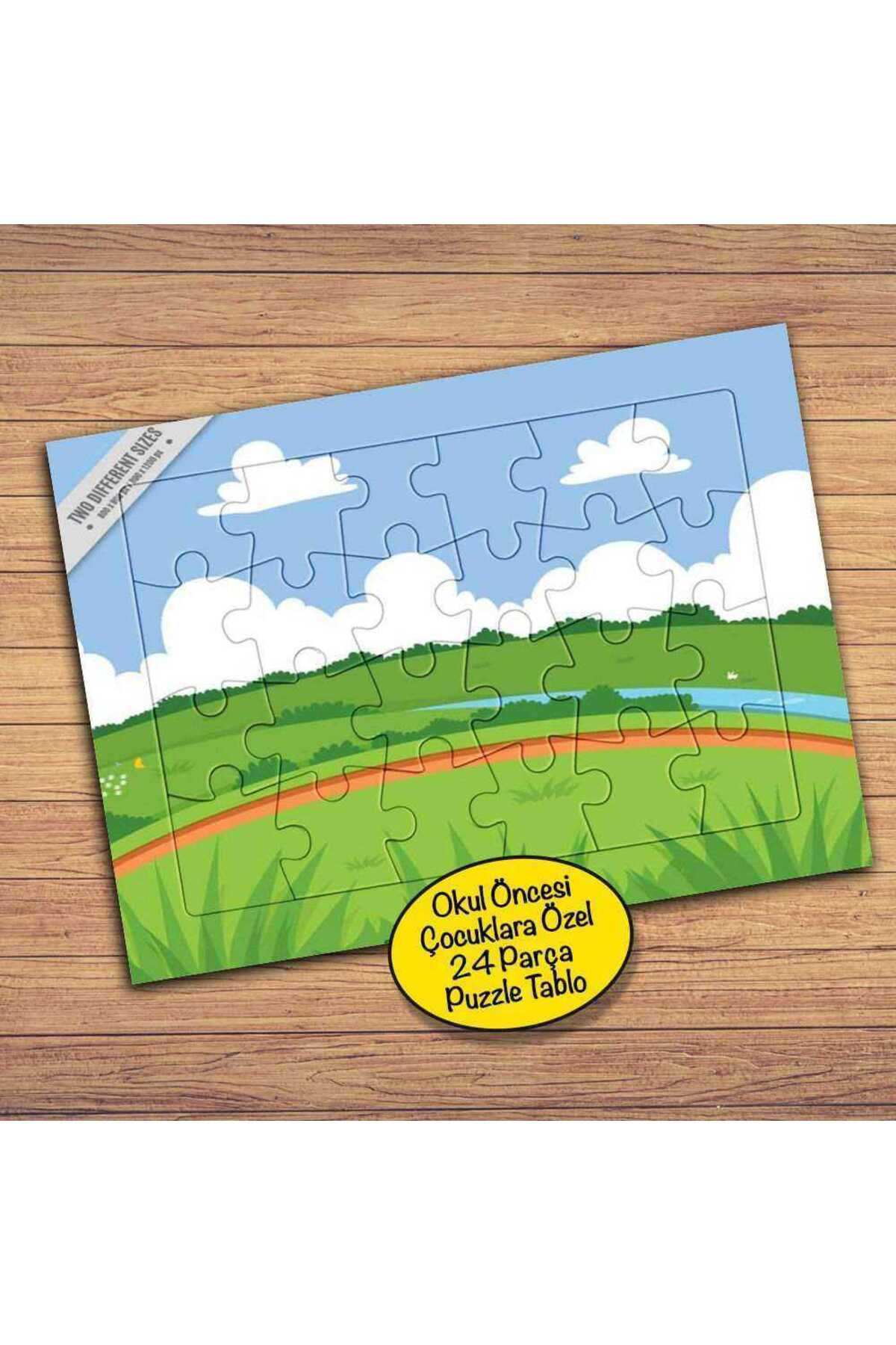 Asilmeydan Mavi Gökyüzü Yeşil Ova 24 Parça Çocuklara Özel Yapboz Tablo-0800