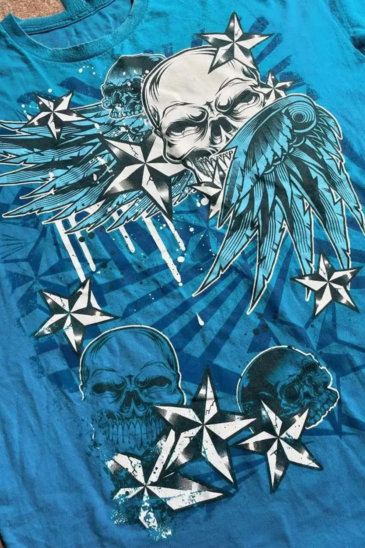 Mavi Gotik Skull Stars Y2K Unisex T-Shirt Mavi Gotik Skull Stars Y2K Unisex T-Shirt