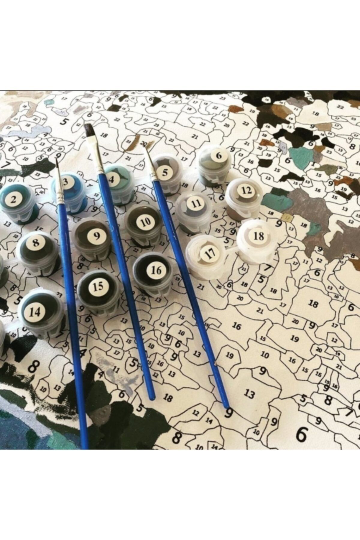 Kendinyaphobi Mavi Gözler Sayılarla Boyama Seti Çerçeveli Kasnaklı