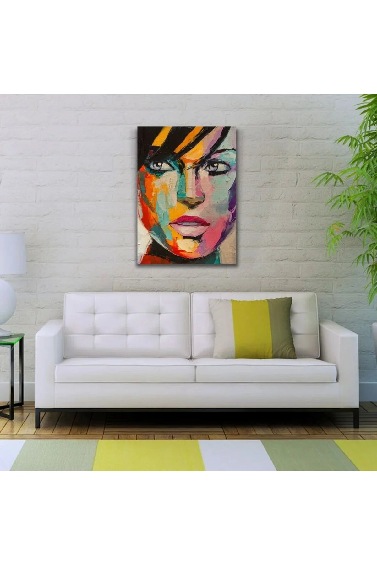Mavi Gözlü Kadın Portresi Yağlıboya Kanvas Tablo 50 x 70