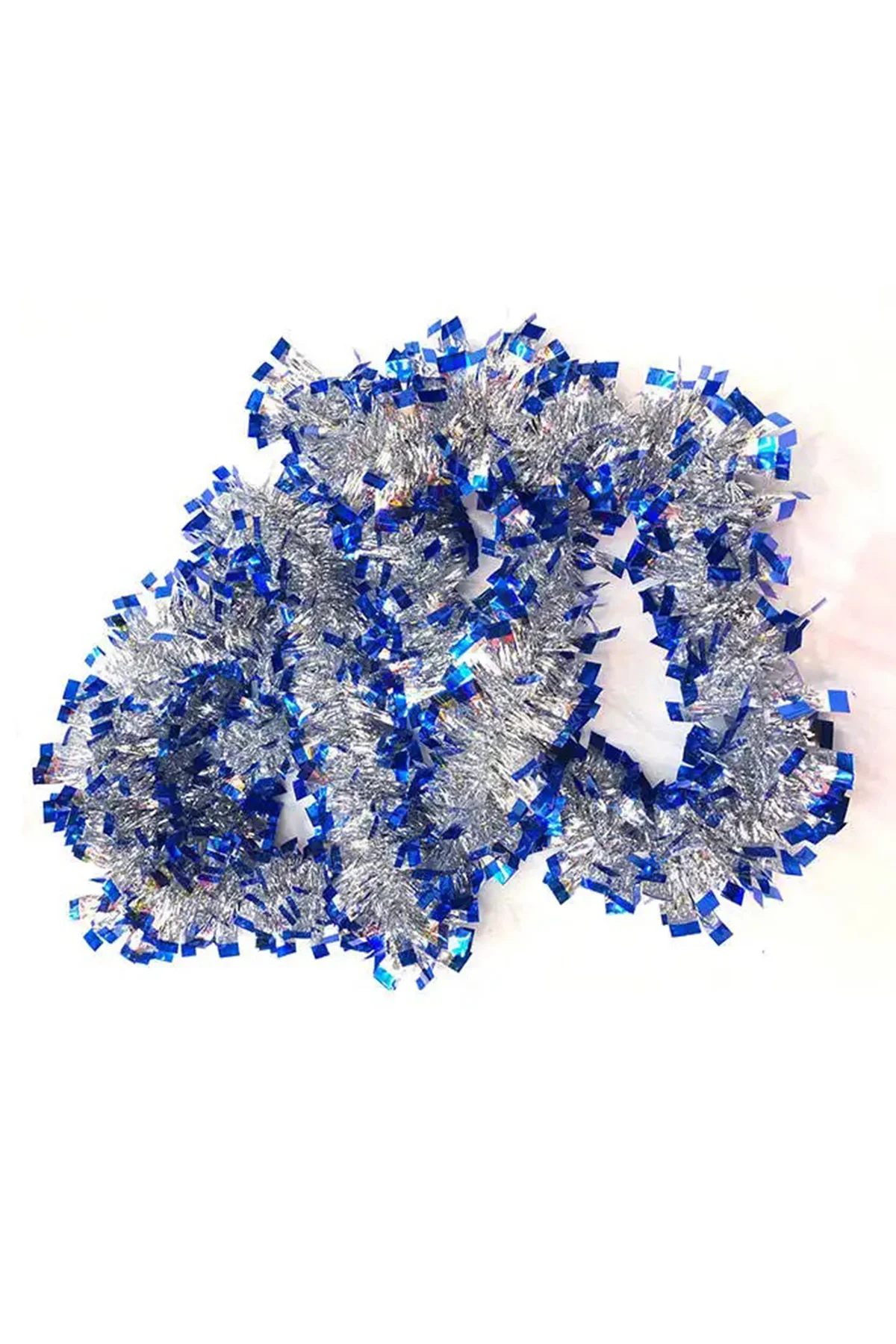Mavi Gümüş Renk 4 cm Genişlik Garland Çift Renk Sim Süs 180 cm (5