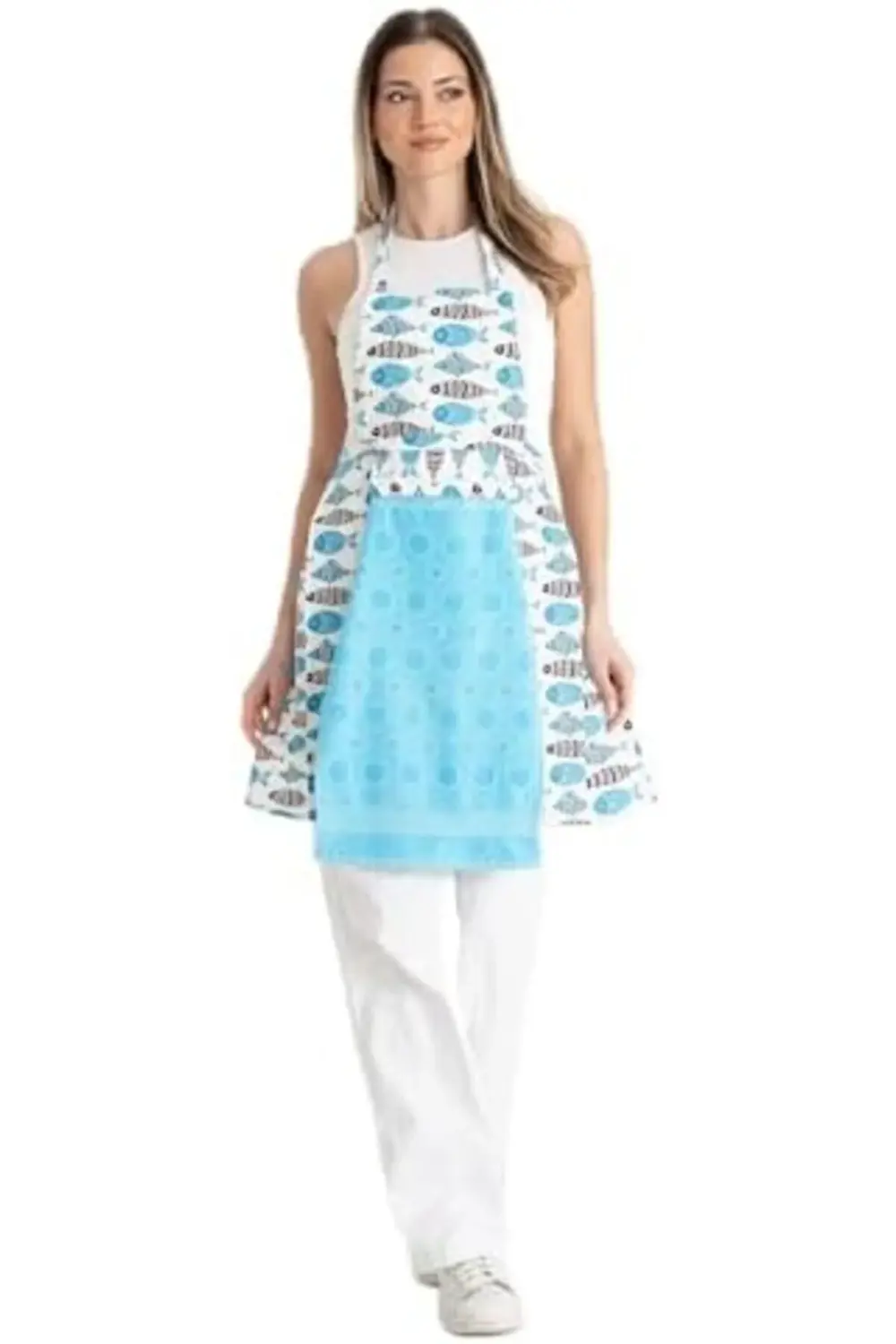 Mavi Havlulu Su Geçirmez Mutfak Önlüğü, Yetişkinler için Önlük, E