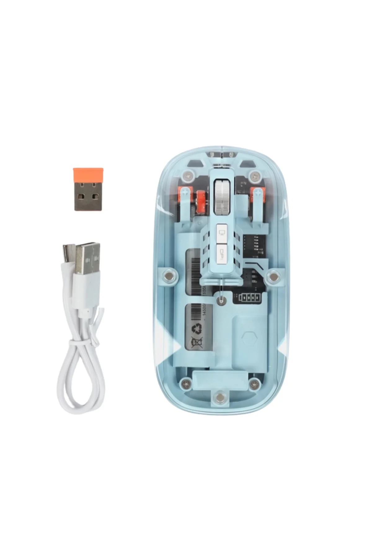 Mavi Kablosuz Mouse Bluetooth ve USB Çift Mod Bağlantılı - Lisiny