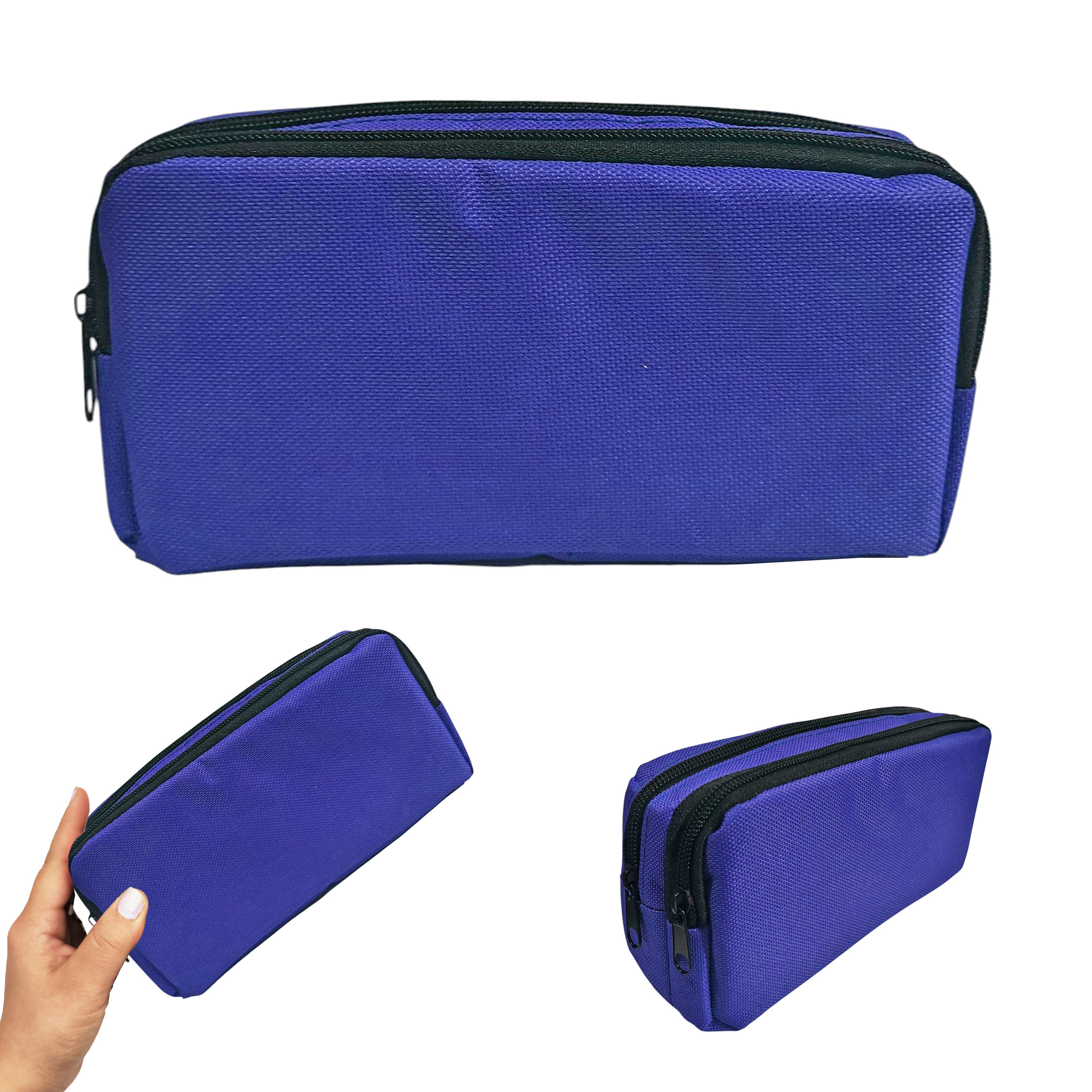 Mavi Kalem Kutusu ( iki Bölmeli ) Çift Gözlü Kalemlik