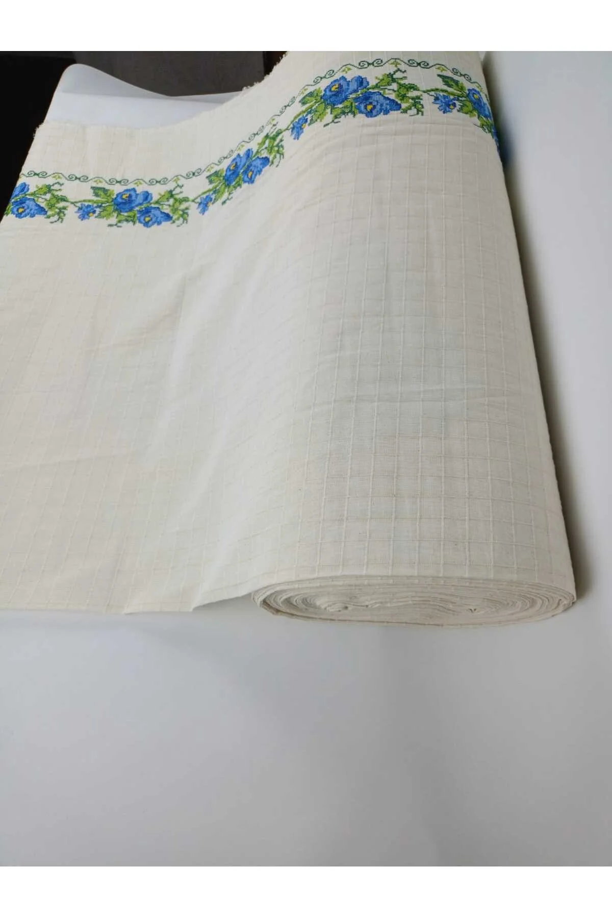 Mavi kaneviceli kumaş 4 metre - Görsel 4