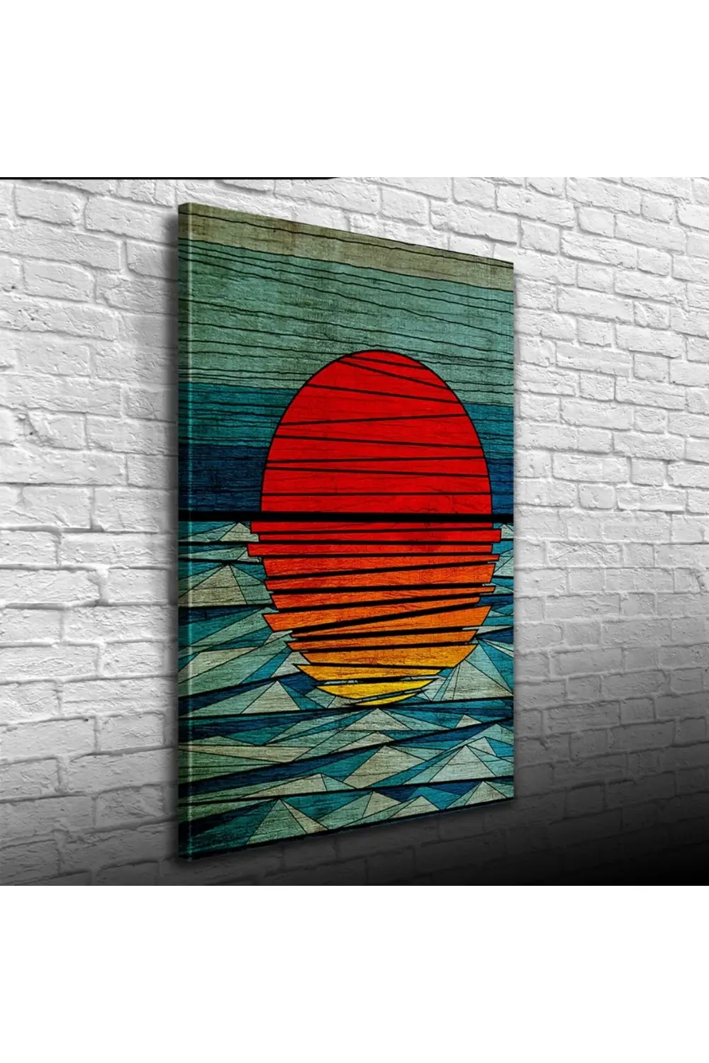 Kanonik Education Mavi Kırmızı Soyut Günbatımı Kanvas Tablo 50 X 70