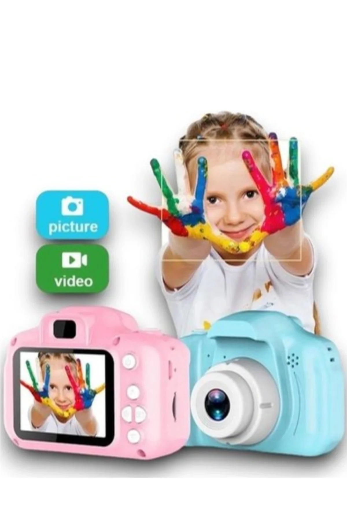 Mavi Kompakt Dijital Kamera Hd Video Ve Fotoğraf Çekim Özellikli 