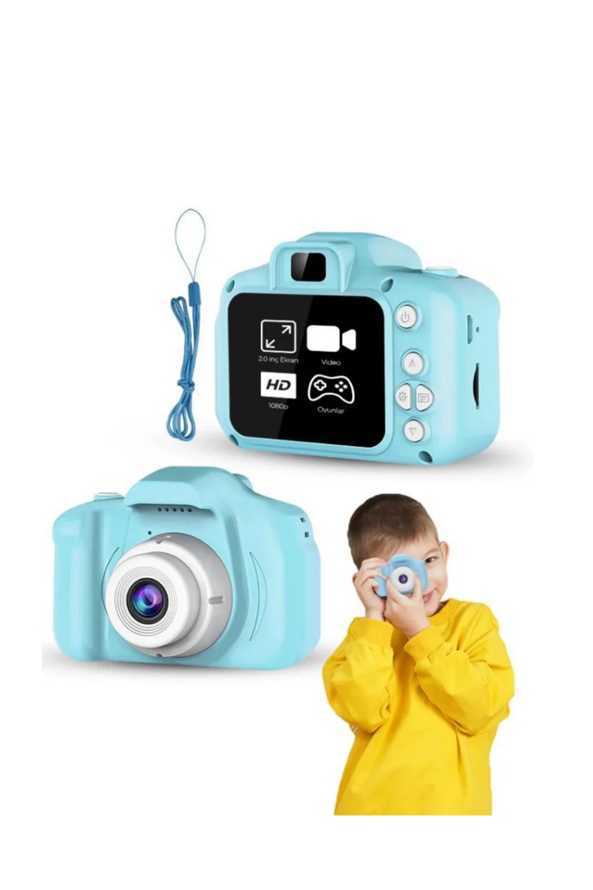 Mavi Kompakt Dijital Kamera Hd Video Ve Fotoğraf Çekim Özellikli 