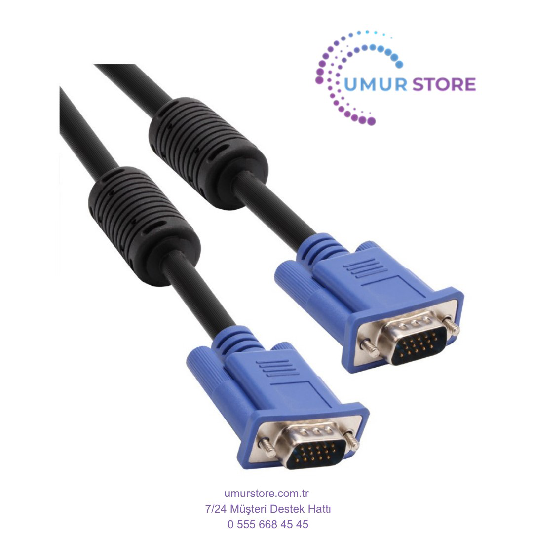 Mavi Konnektör Siyah 40MT Vga-M-Vga-M Kablo Mavi Konnektör Siyah 40MT Vga-M-Vga-M Kablo