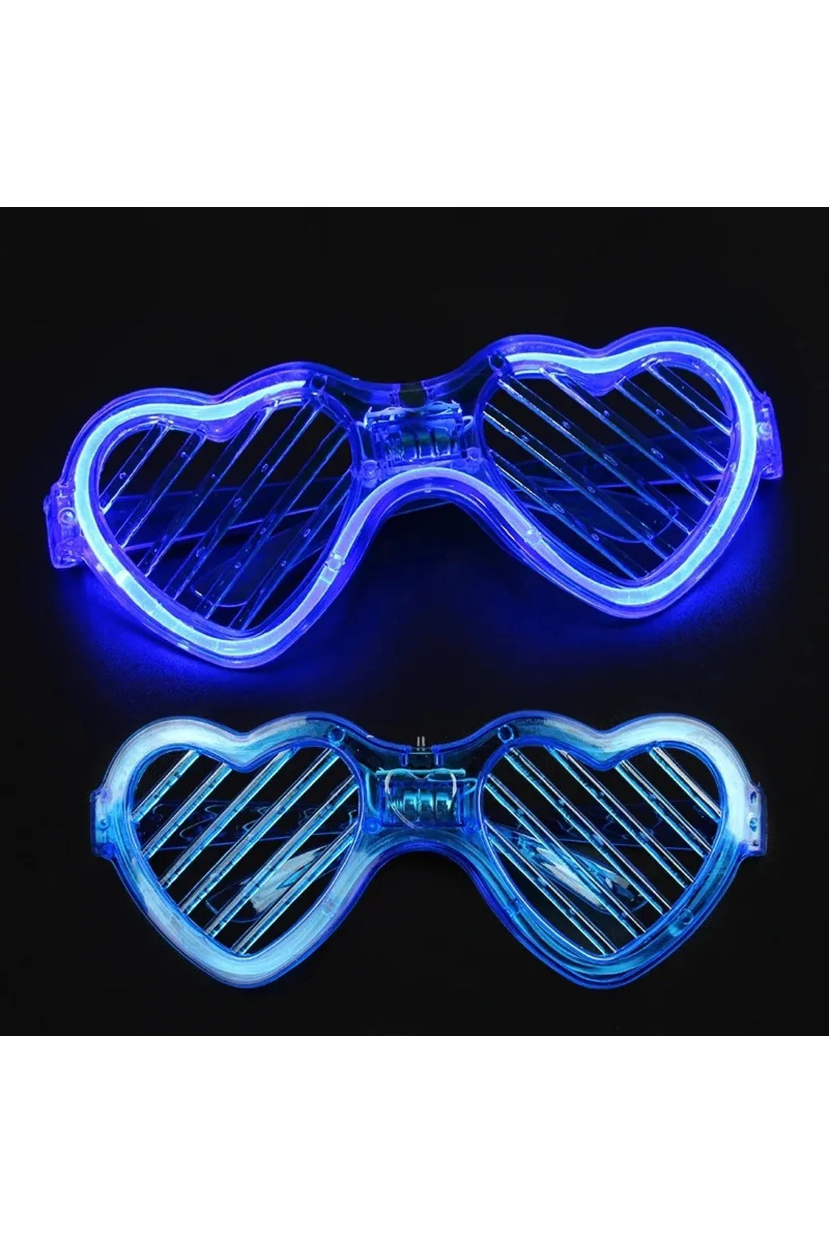 Mavi Led Işıklı Kalp Gözlük – 3 Modlu Parti & Glow Gözlüğü Mavi Led Işıklı Kalp Gözlük – 3 Modlu Parti & Glow Gözlüğü - Görsel 4
