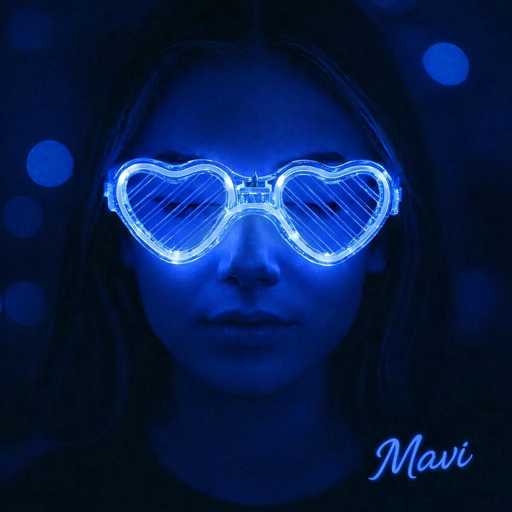 Mavi LED Işıklı Kalp Gözlük – 3 Modlu Parti & Glow Gözlüğü Mavi LED Işıklı Kalp Gözlük – 3 Modlu Parti & Glow Gözlüğü