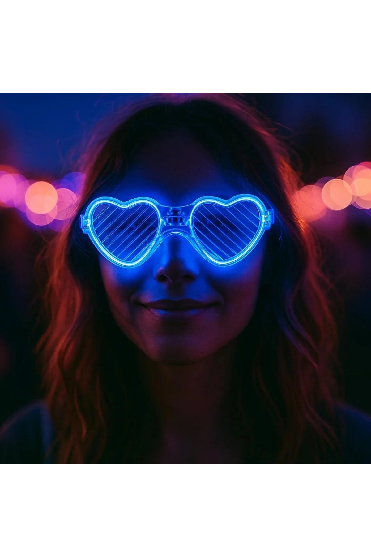Mavi Led Işıklı Kalp Gözlük – 3 Modlu Parti & Glow Gözlüğü Mavi Led Işıklı Kalp Gözlük – 3 Modlu Parti & Glow Gözlüğü - Görsel 2