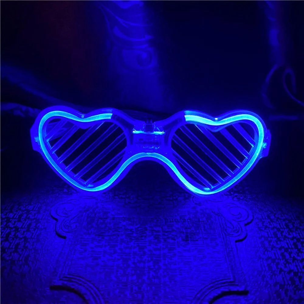 Mavi LED Işıklı Kalp Gözlük – 3 Modlu Parti - Glow Gözlüğü Mavi LED Işıklı Kalp Gözlük – 3 Modlu Parti - Glow Gözlüğü