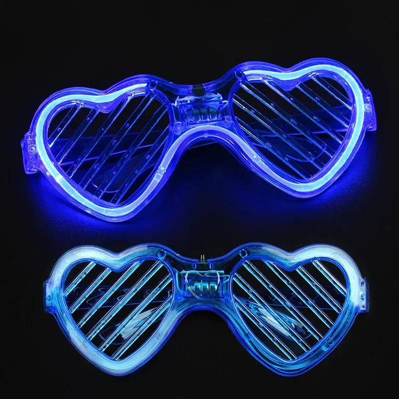 Mavi LED Işıklı Kalp Gözlük – 3 Modlu Parti - Glow Gözlüğü Mavi LED Işıklı Kalp Gözlük – 3 Modlu Parti - Glow Gözlüğü