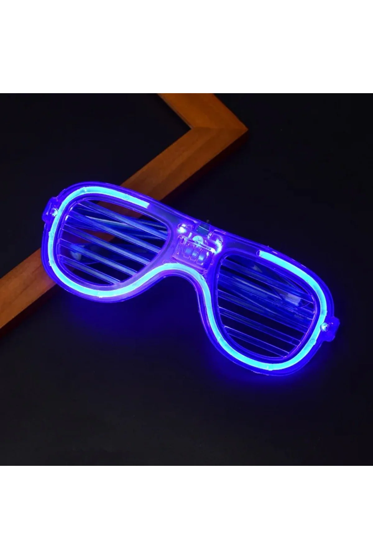 Mavi Led Işıklı Parti Gözlüğü - Neon Glow Şerit Gözlük 3 Modlu
