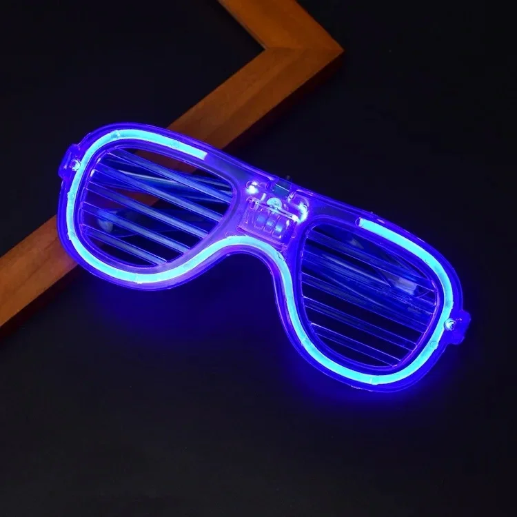 Mavi Led Işıklı Parti Gözlüğü - Neon Glow Şerit Gözlük 3 Modlu