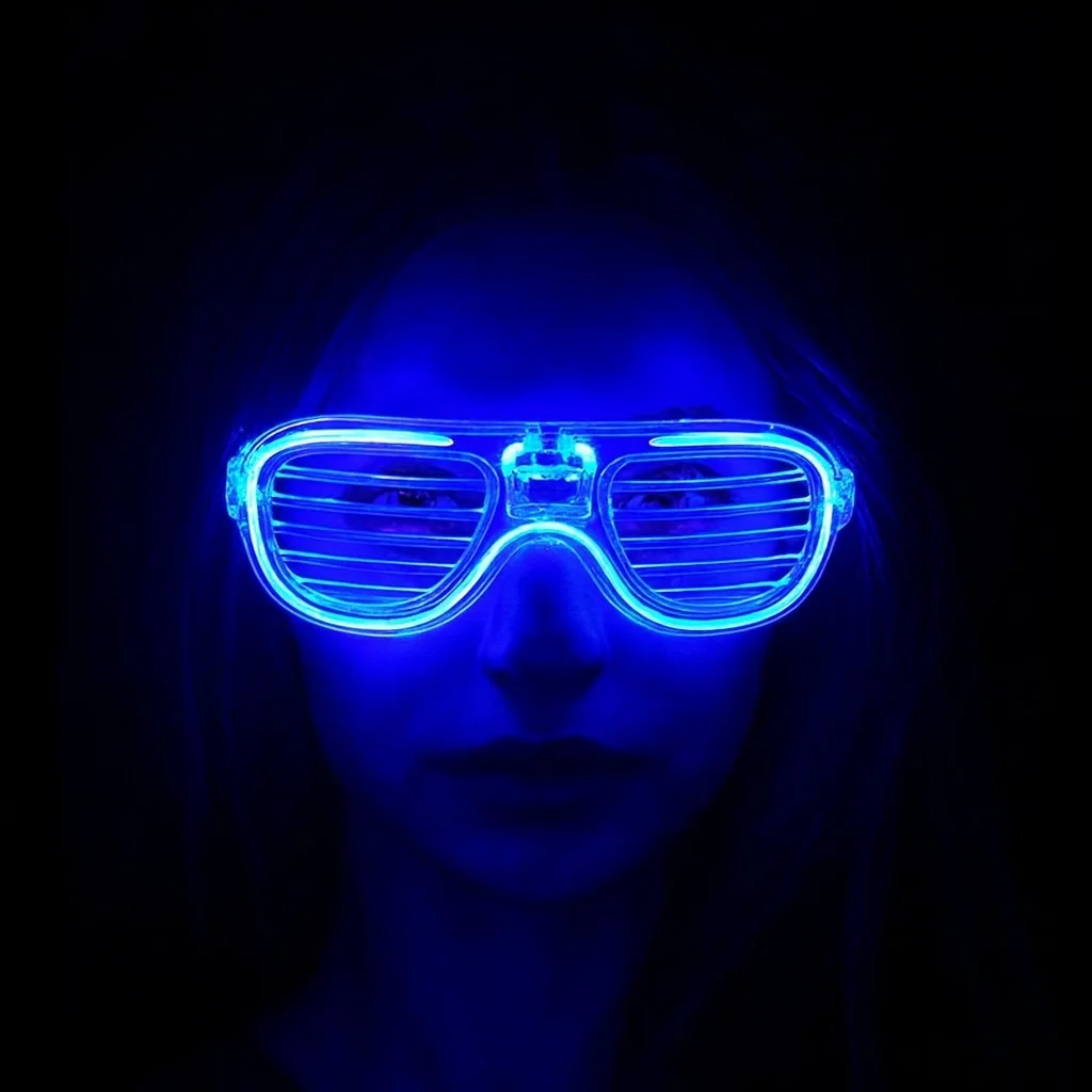 Mavi Led Işıklı Parti Gözlüğü - Neon 3 Modlu