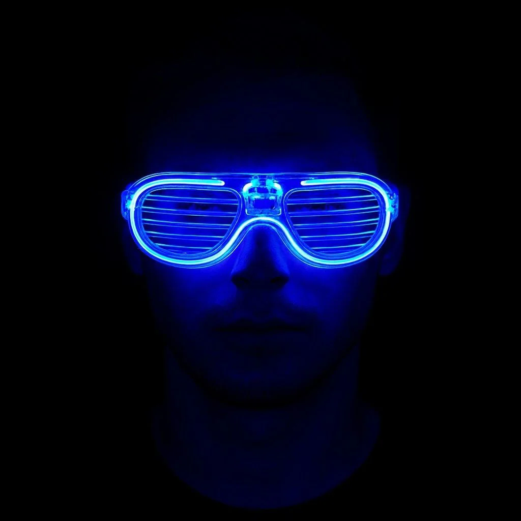 Mavi Led Işıklı Parti Gözlüğü - Neon Glow Şerit Gözlük 3 Modlu Mavi Led Işıklı Parti Gözlüğü - Neon Glow Şerit Gözlük 3 Modlu