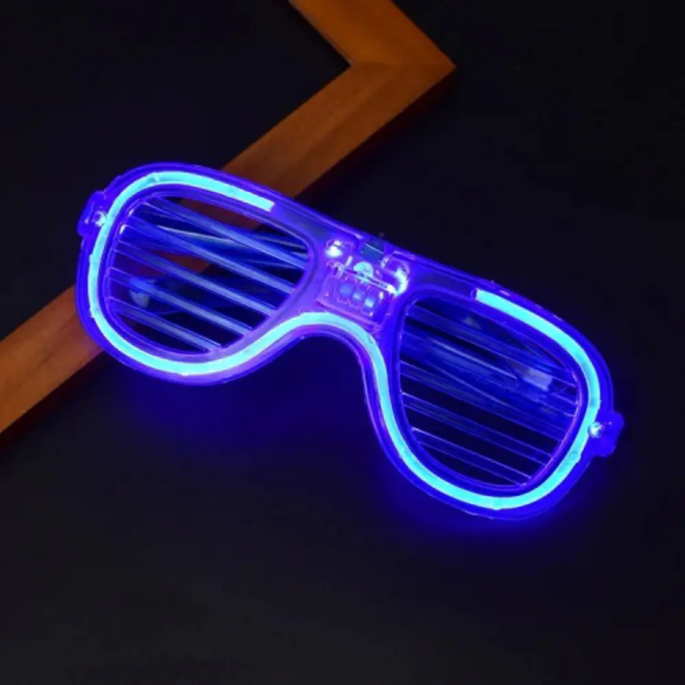 Mavi Led Işıklı Parti Gözlüğü - Neon Glow Şerit Gözlük 3 Modlu