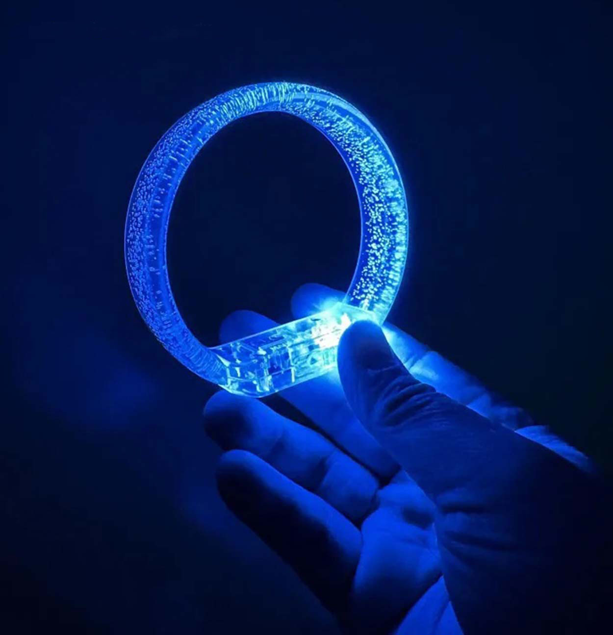 Mavi Led Işıklı Baskı Yapılabilen Pilli Bileklik Bilezik 1,5 cm G