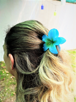 MAVİ LOTUS ÇİÇEK PARLAK AKRİLİK KADIN VİNTAGE MANDAL TOKA-MANTOK4