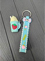 Mavi Milkshake Çilek Detay Anahtarlık Çanta Ve Cüzdan Süsü-ANAHTA Mavi Milkshake Çilek Detay Anahtarlık Çanta Ve Cüzdan Süsü-ANAHTA